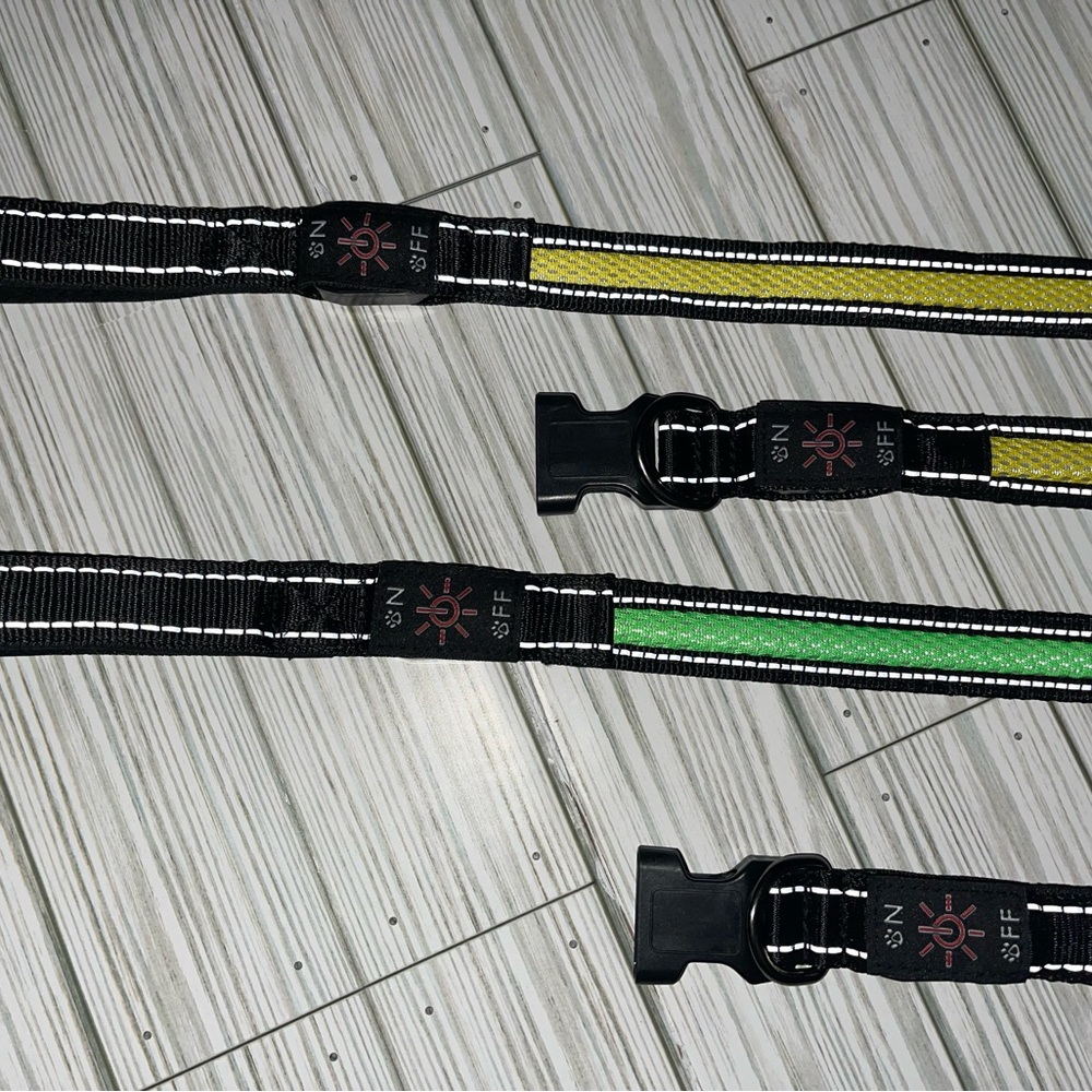Reflective Dog Leash Set in Green and Yellow